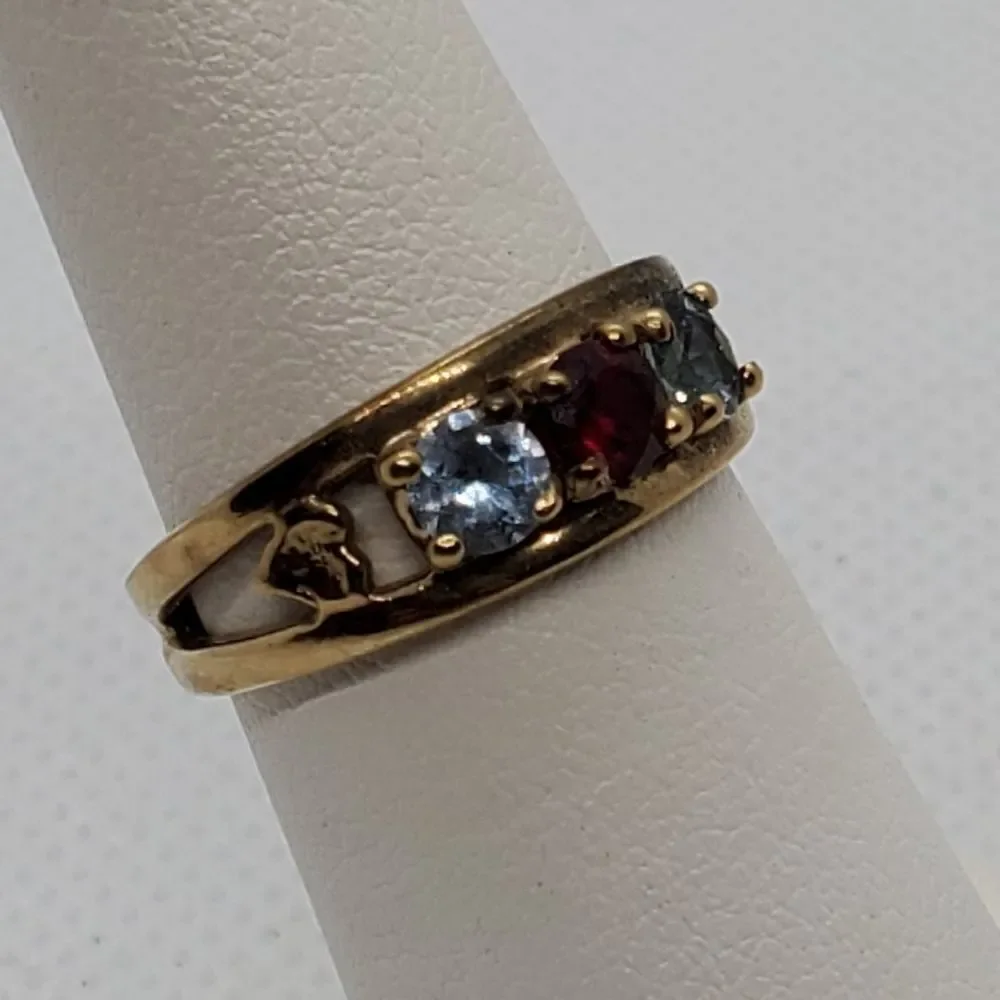 Sterling Silver Gold Plated, Spinel & Aquamarine Ring
